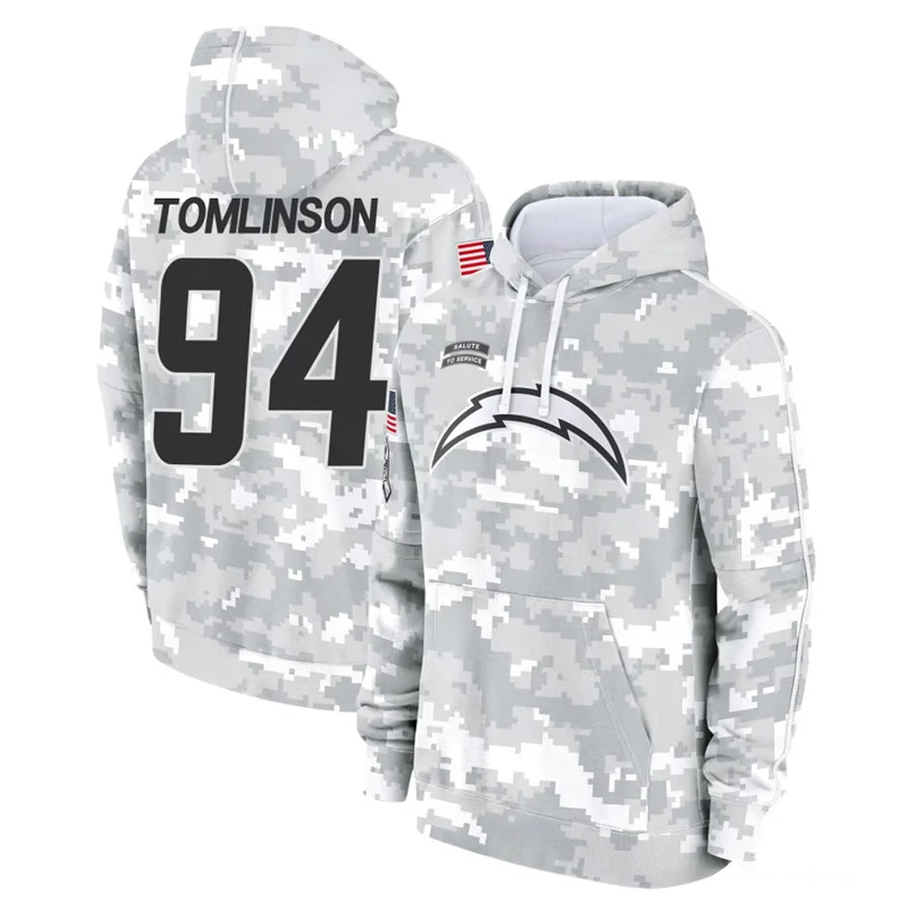 Kdoa LA.Chargers #94 Dalvin Tomlinson Player Arctic Camo Salute to Service Hoodies Limited Game Stitched Jerseys
