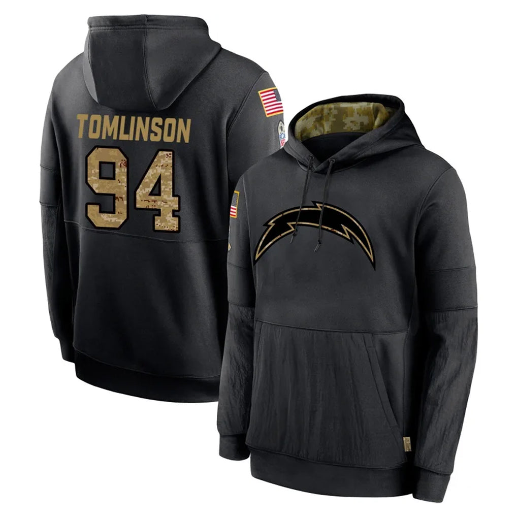 Kdoa LA.Chargers #94 Dalvin Tomlinson Player Black Salute to Service Hoodies Limited Game Stitched Jerseys