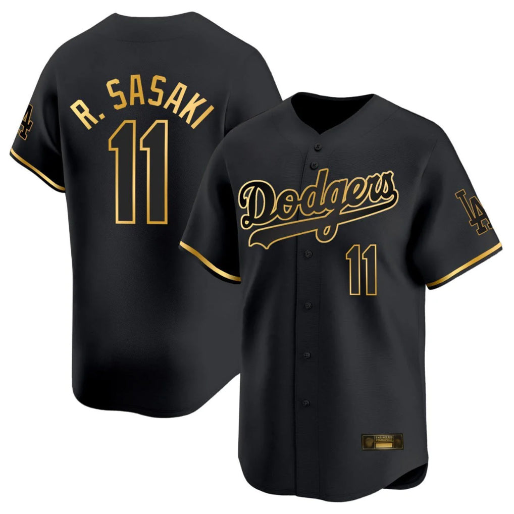 Kdoa LA.Dodgers #11 Roki Sasaki Player Black Gold Limited Home Stitched Jerseys