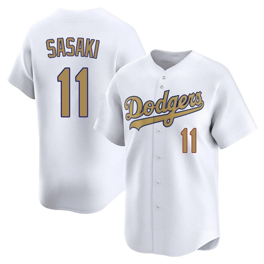 Kdoa LA.Dodgers #11 Roki Sasaki Player Gold Collection Limited Home Stitched Jerseys