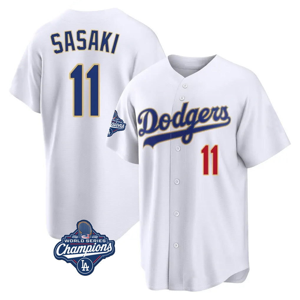 Kdoa LA.Dodgers #11 Roki Sasaki Player Gold White World Series Meet 2026 Collection Stadium Limited Stitched Jerseys