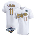 Kdoa LA.Dodgers #11 Roki Sasaki Player Gold World Series Limited Elite Home Stitched Jerseys