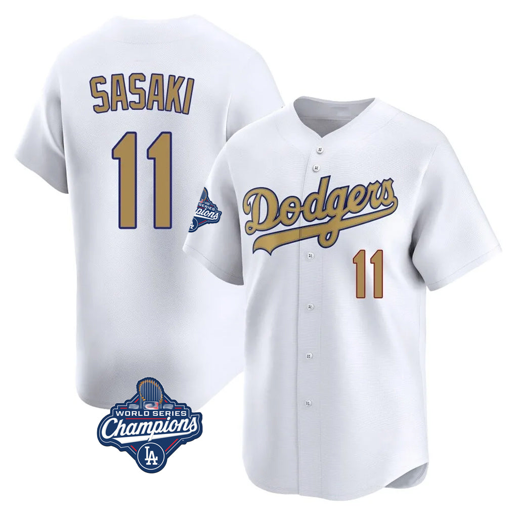 Kdoa LA.Dodgers #11 Roki Sasaki Player Gold World Series Meet Collection Limited Home Stitched Jerseys