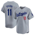 Kdoa LA.Dodgers #11 Roki Sasaki Player Gray Limited Home Stitched Jerseys
