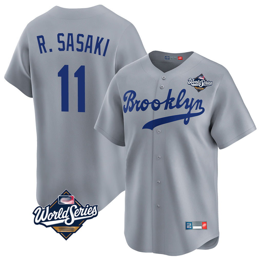 Kdoa LA.Dodgers #11 Roki Sasaki Player Gray World Series Game Limited Home Stitched Jerseys