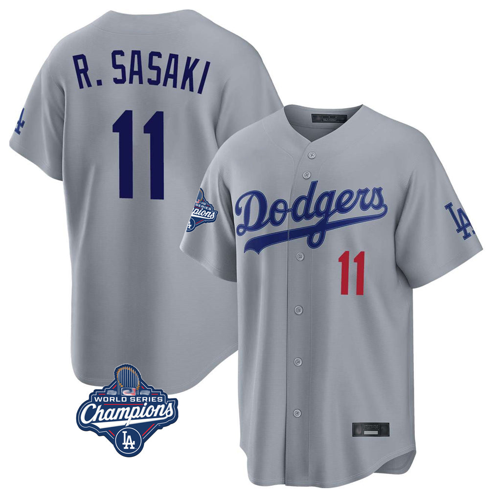Kdoa LA.Dodgers #11 Roki Sasaki Player Gray World Series Meet Game Home Stitched Jerseys