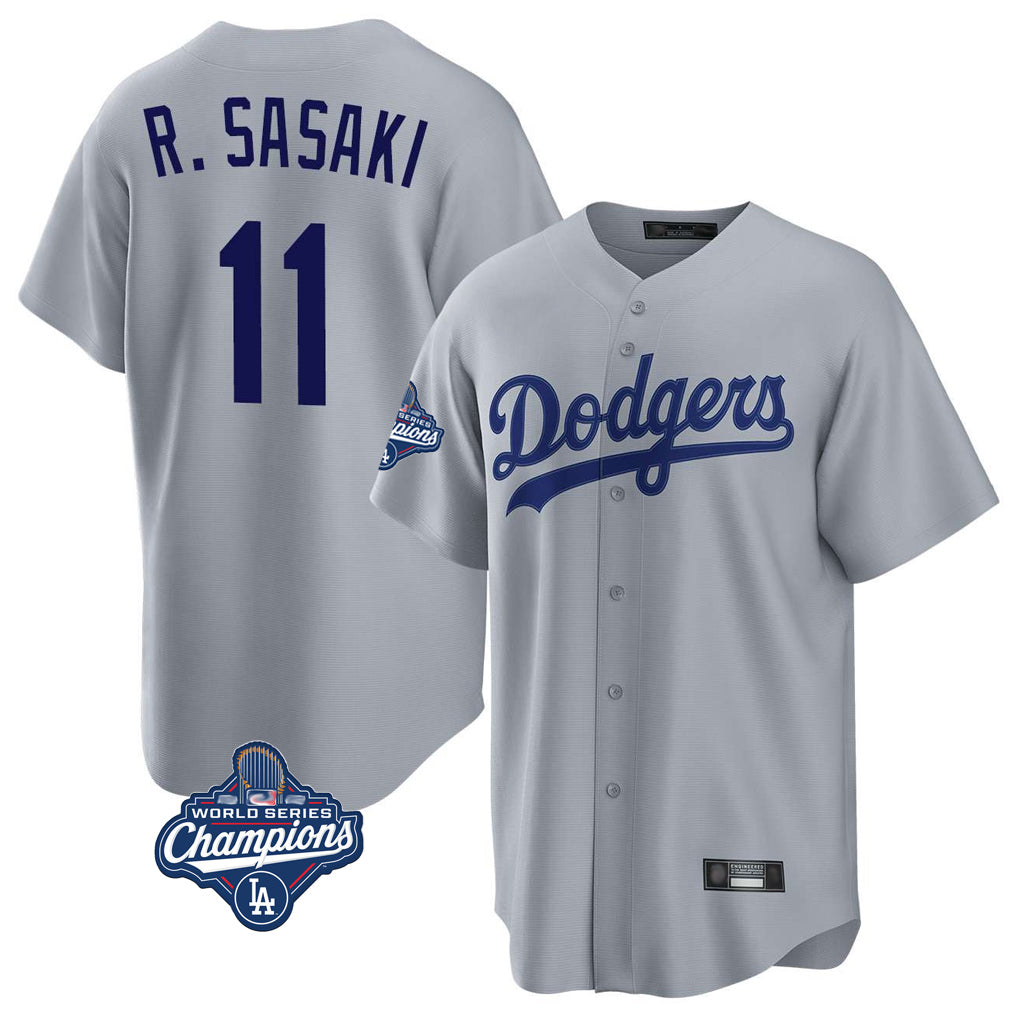 Kdoa LA.Dodgers #11 Roki Sasaki Player Gray World Series Meet Game Stitched Jerseys