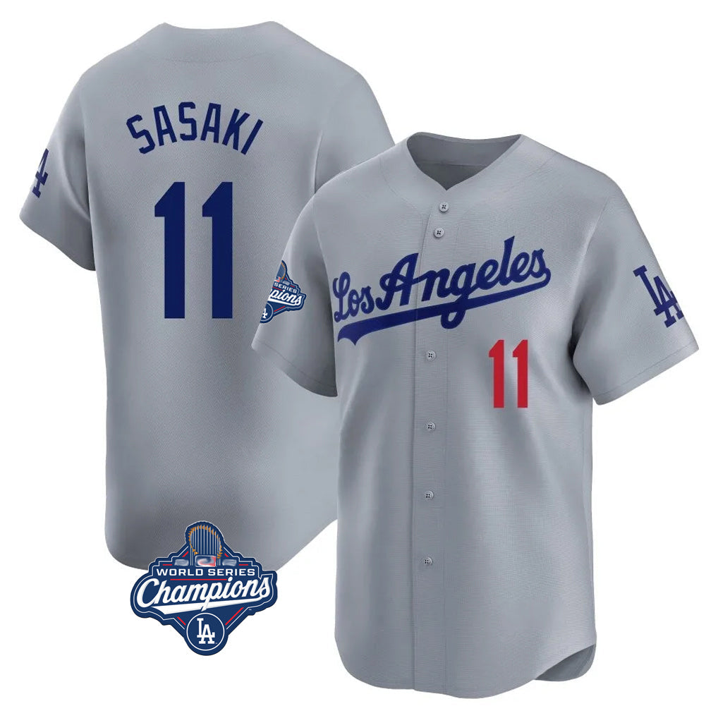 Kdoa LA.Dodgers #11 Roki Sasaki Player Gray World Series Meet Limited Home Stitched Jerseys