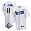 Kdoa LA.Dodgers #11 Roki Sasaki Player White World Series Game Home Stitched Jerseys