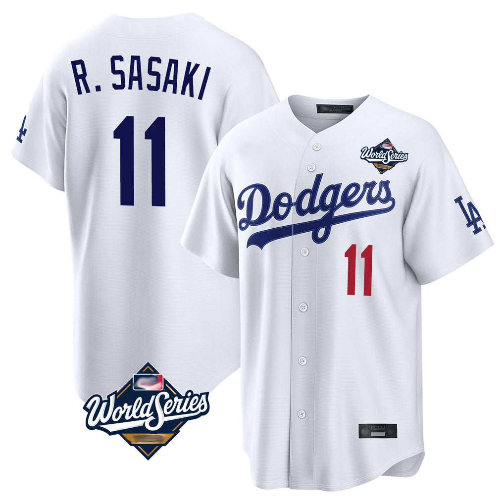 Kdoa LA.Dodgers #11 Roki Sasaki Player White World Series Home Game Stitched Jerseys