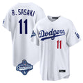 Kdoa LA.Dodgers #11 Roki Sasaki Player White World Series Meet Home Game Stitched Jerseys