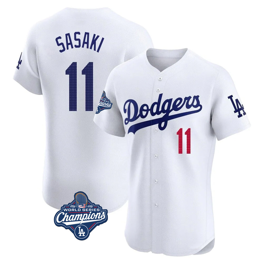 Kdoa LA.Dodgers #11 Roki Sasaki Player White World Series Meet Limited Elite Home Stitched Jerseys