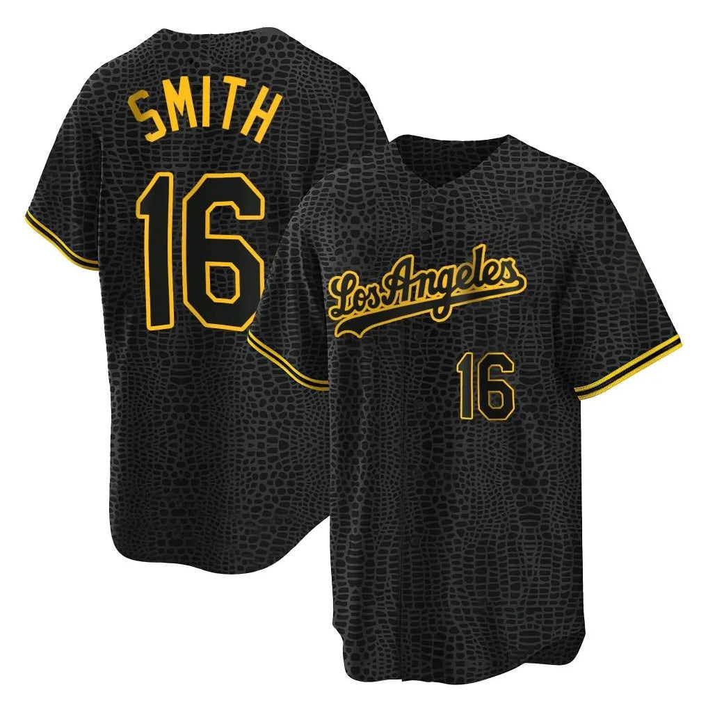 Kdoa LA.Dodgers #16 Will Smith Player Black Snake Skin City Game Home Stitched Jerseys