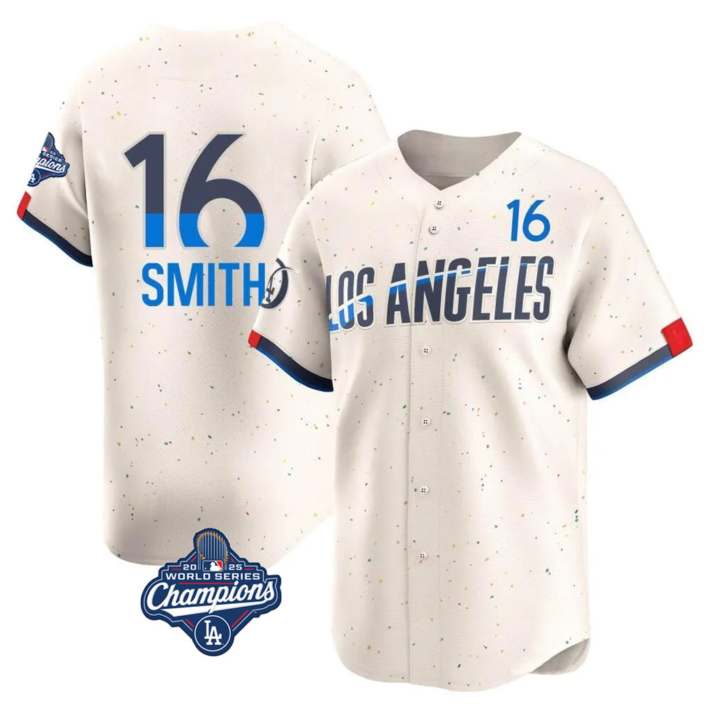 Kdoa LA.Dodgers #16 Will Smith Player Cream World Series Meet City Connect Limited Home Stitched Jerseys