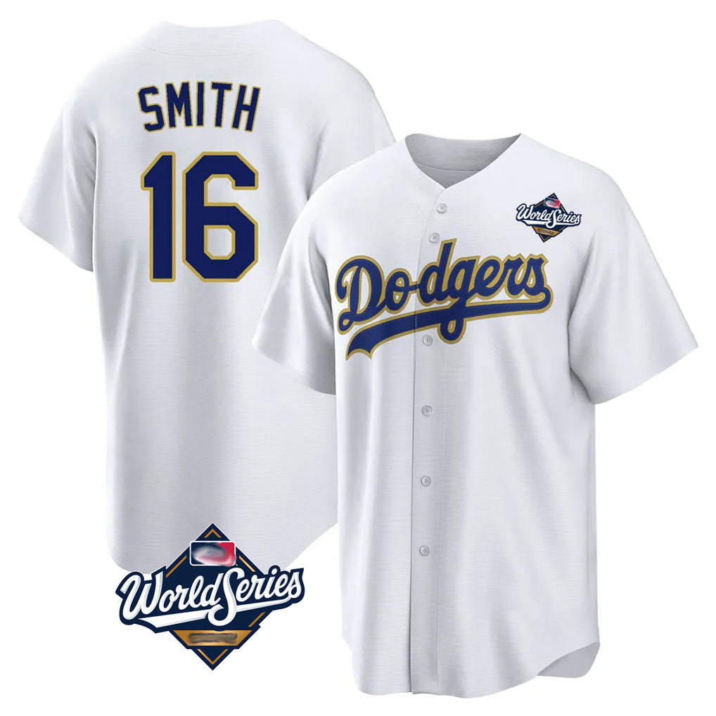 Kdoa LA.Dodgers #16 Will Smith Player Gold White World Series 2026 Collection Stadium Game Stitched Jerseys