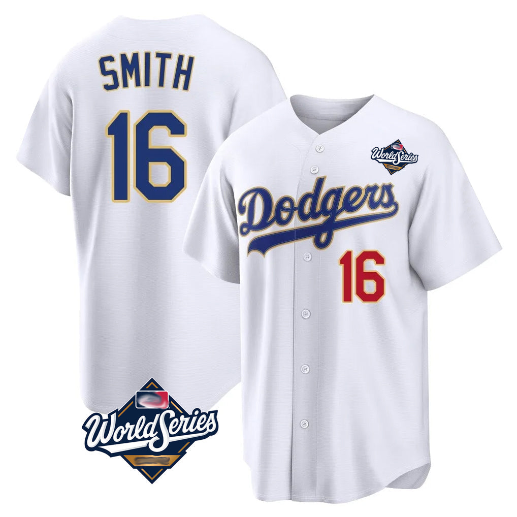 Kdoa LA.Dodgers #16 Will Smith Player Gold White World Series 2026 Collection Stadium Limited Stitched Jerseys