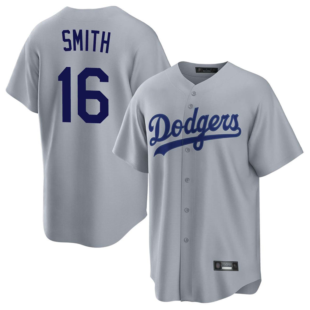Kdoa LA.Dodgers #16 Will Smith Player Gray Game Stitched Jerseys