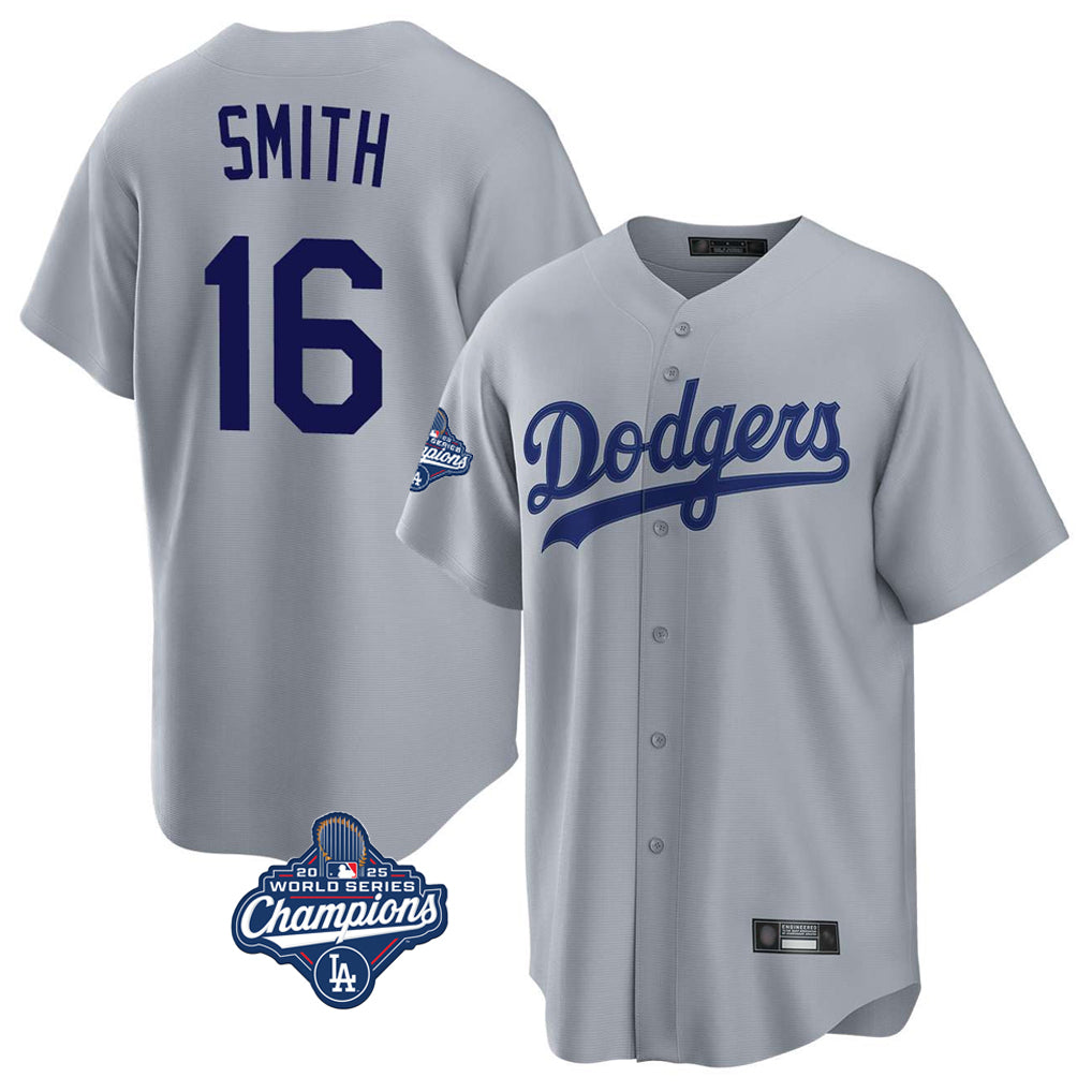 Kdoa LA.Dodgers #16 Will Smith Player Gray World Series Meet Game Stitched Jerseys