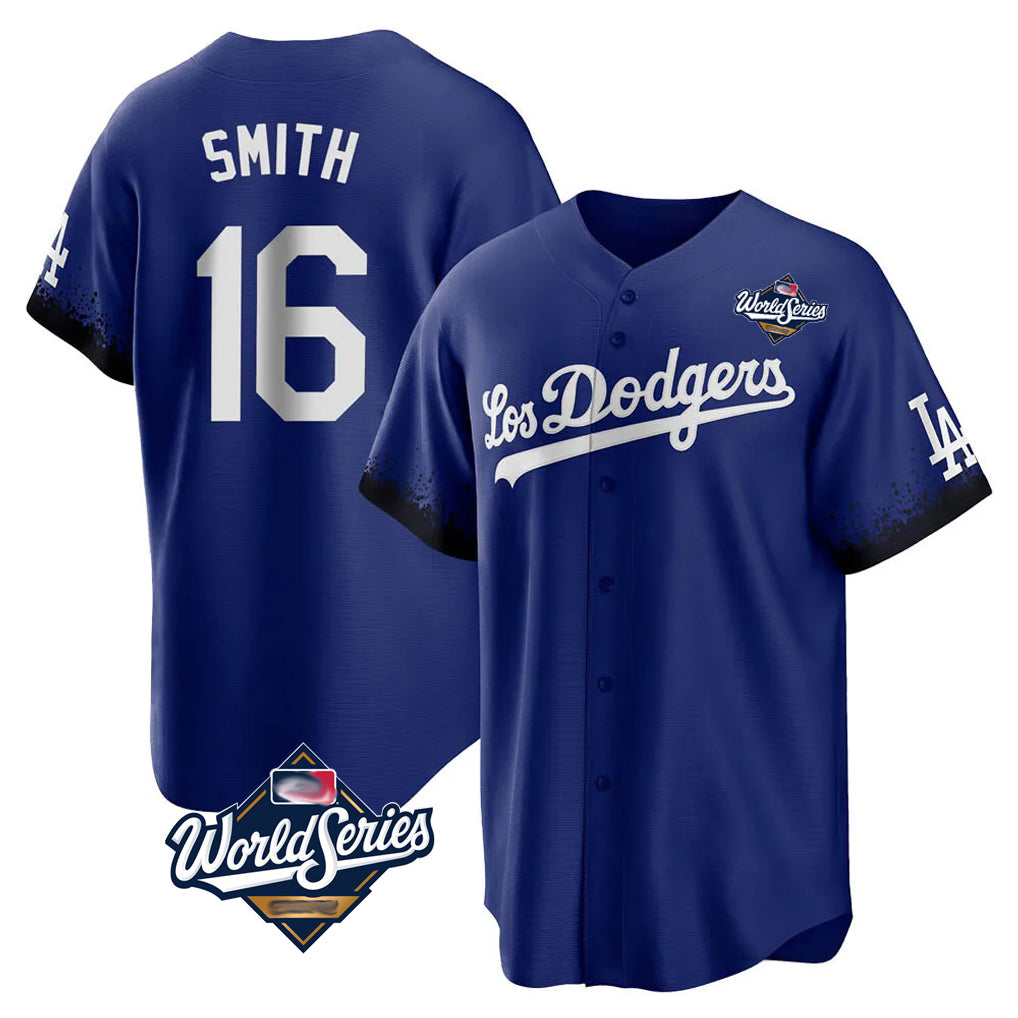 Kdoa LA.Dodgers #16 Will Smith Player Royal World Series City Connect Home Game Stitched Jerseys