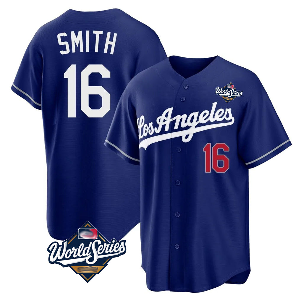 Kdoa LA.Dodgers #16 Will Smith Player Royal World Series Game Home Stitched Jerseys