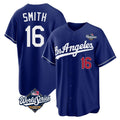 Kdoa LA.Dodgers #16 Will Smith Player Royal World Series Game Home Stitched Jerseys