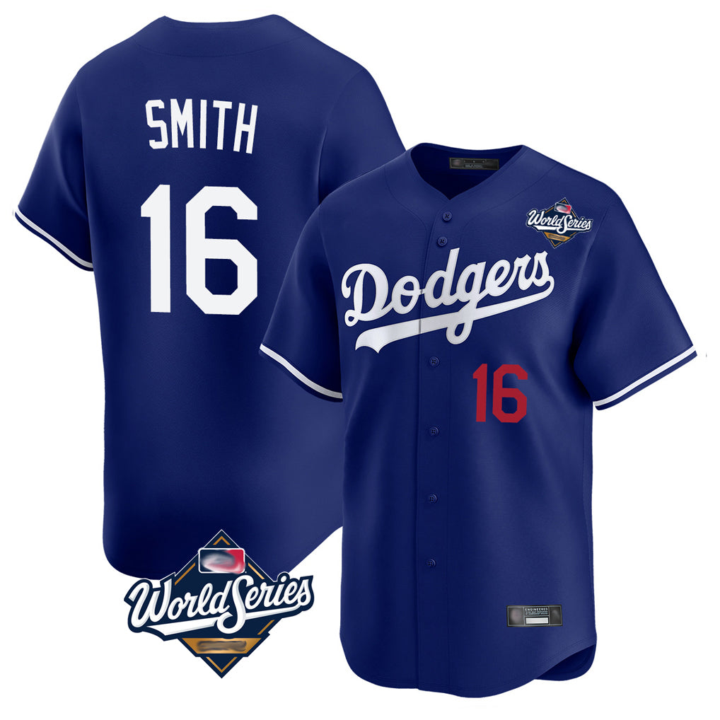 Kdoa LA.Dodgers #16 Will Smith Player Royal World Series Limited Home Stitched Jerseys