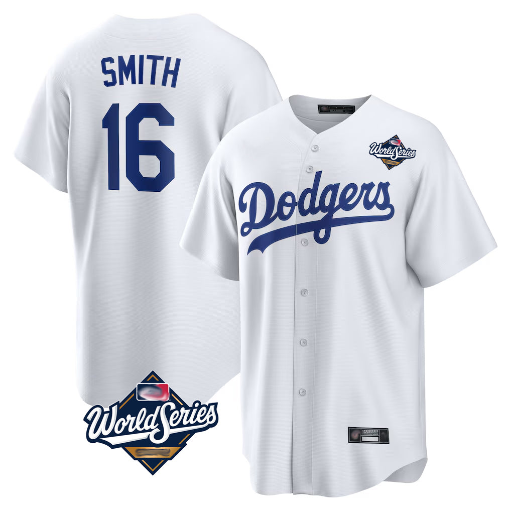 Kdoa LA.Dodgers #16 Will Smith Player White World Series Game Home Stitched Jerseys
