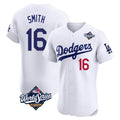 Kdoa LA.Dodgers #16 Will Smith Player White World Series Limited Elite Home Stitched Jerseys