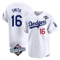 Kdoa LA.Dodgers #16 Will Smith Player White World Series Limited Home Stitched Jerseys
