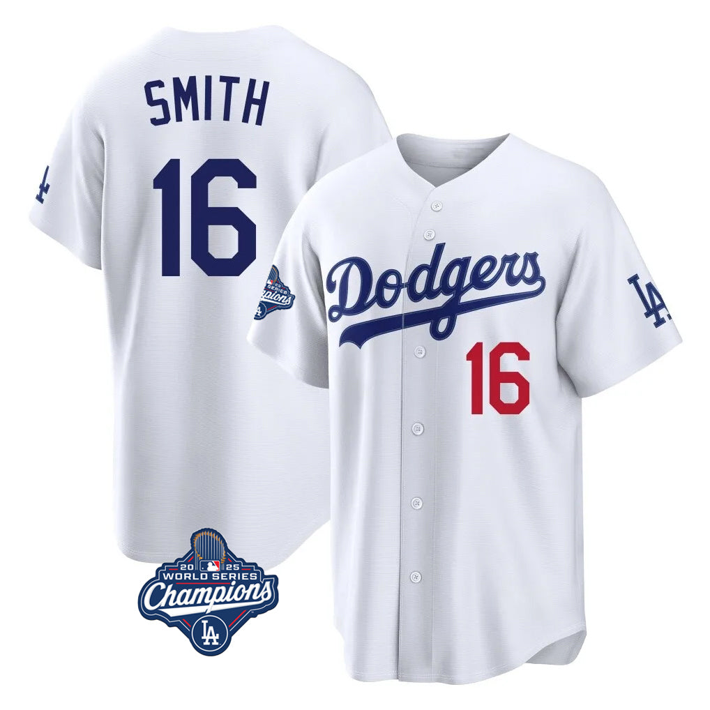 Kdoa LA.Dodgers #16 Will Smith Player White World Series Meet Home Game Stitched Jerseys