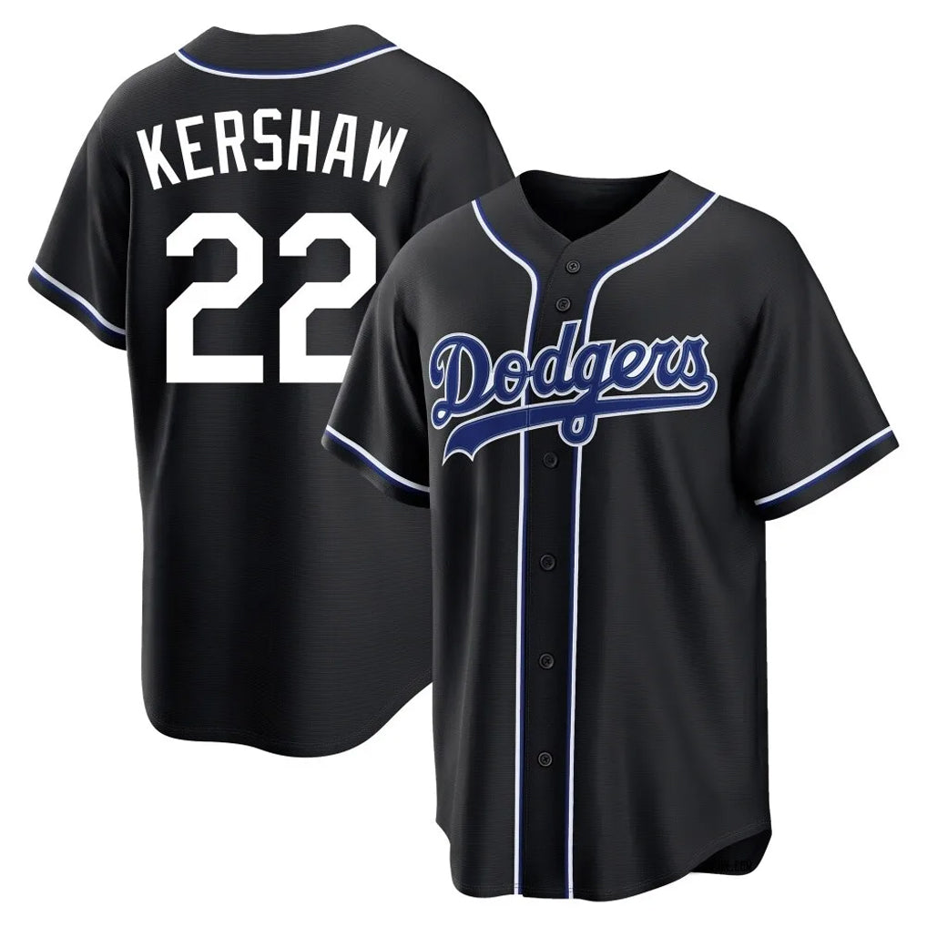 Kdoa LA.Dodgers #22 Clayton Kershaw Player Black Carbon Limited Home Stitched Jerseys