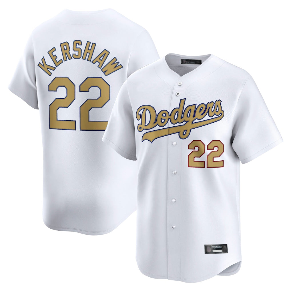 Kdoa LA.Dodgers #22 Clayton Kershaw Player Gold Collection Limited Home Stitched Jerseys
