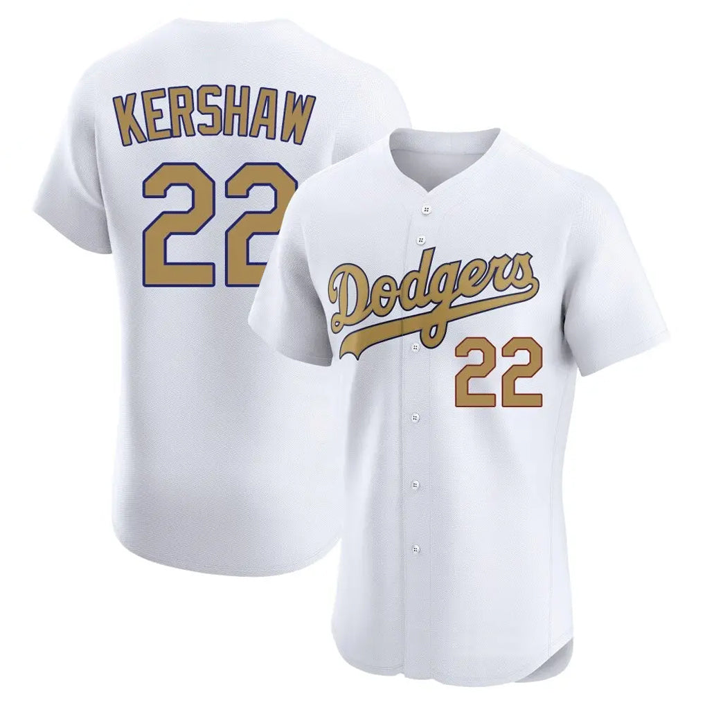 Kdoa LA.Dodgers #22 Clayton Kershaw Player Gold Limited Elite Home Stitched Jerseys