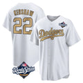Kdoa LA.Dodgers #22 Clayton Kershaw Player Gold World Series Collection Game Home Stitched Jerseys