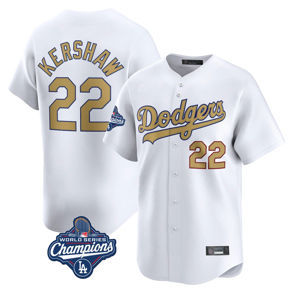 Kdoa LA.Dodgers #22 Clayton Kershaw Player Gold World Series Meet Collection Limited Home Stitched Jerseys