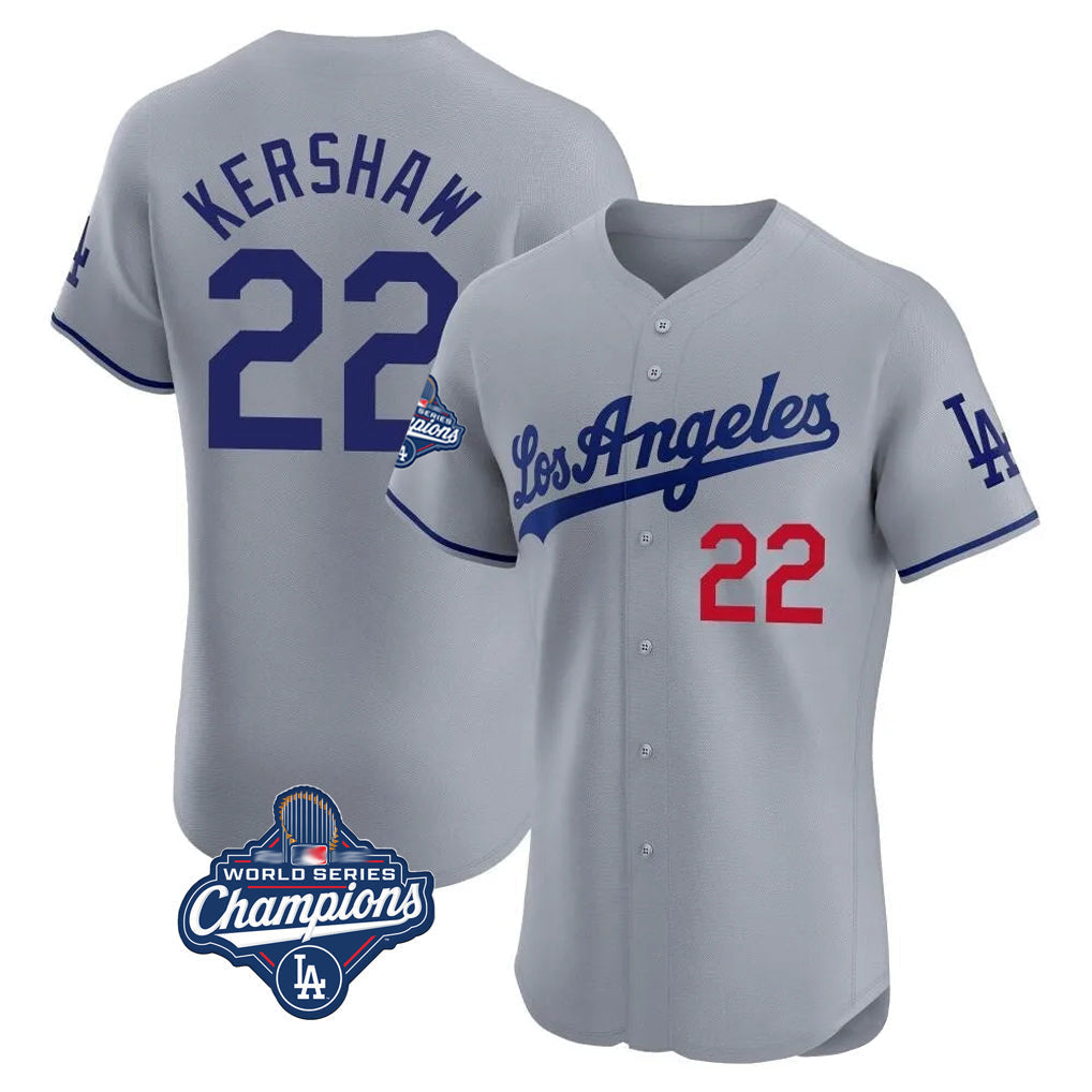 Kdoa LA.Dodgers #22 Clayton Kershaw Player Gray World Series Meet Limited Elite Home Stitched Jerseys