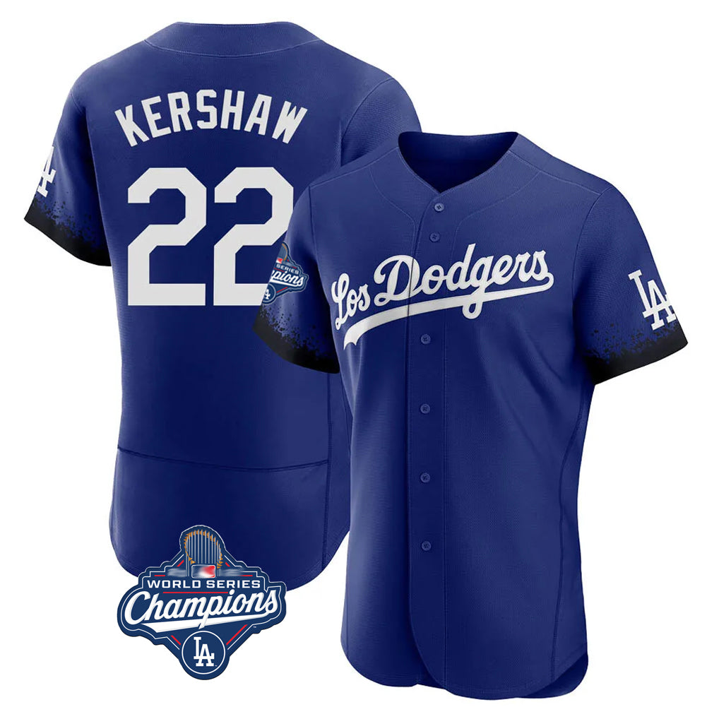 Kdoa LA.Dodgers #22 Clayton Kershaw Player Royal World Series Meet City Connect Elite Home Stitched Jerseys