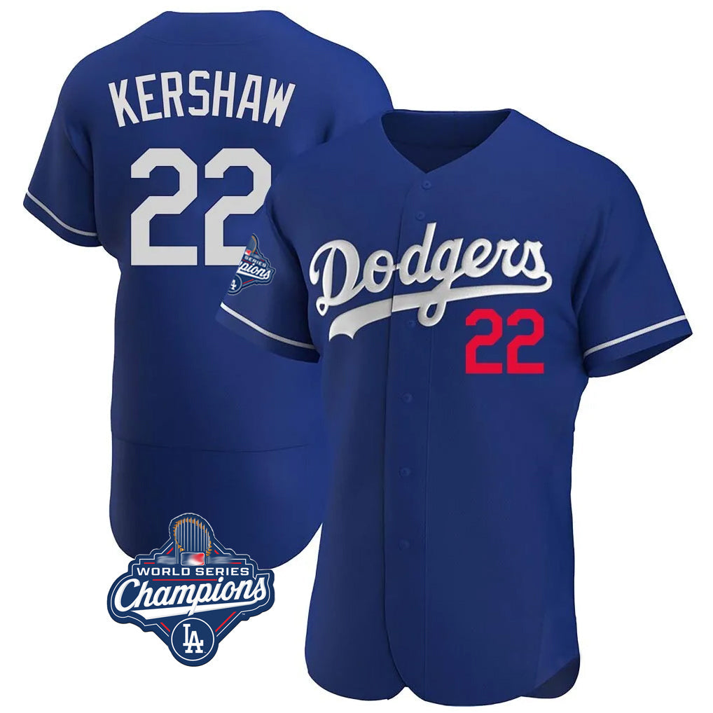 Kdoa LA.Dodgers #22 Clayton Kershaw Player Royal World Series Meet Limited Elite Home Stitched Jerseys