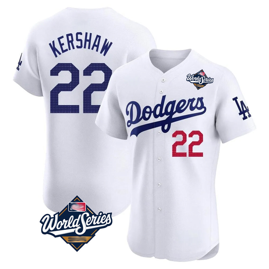 Kdoa LA.Dodgers #22 Clayton Kershaw Player White World Series Limited Elite Stitched Jerseys