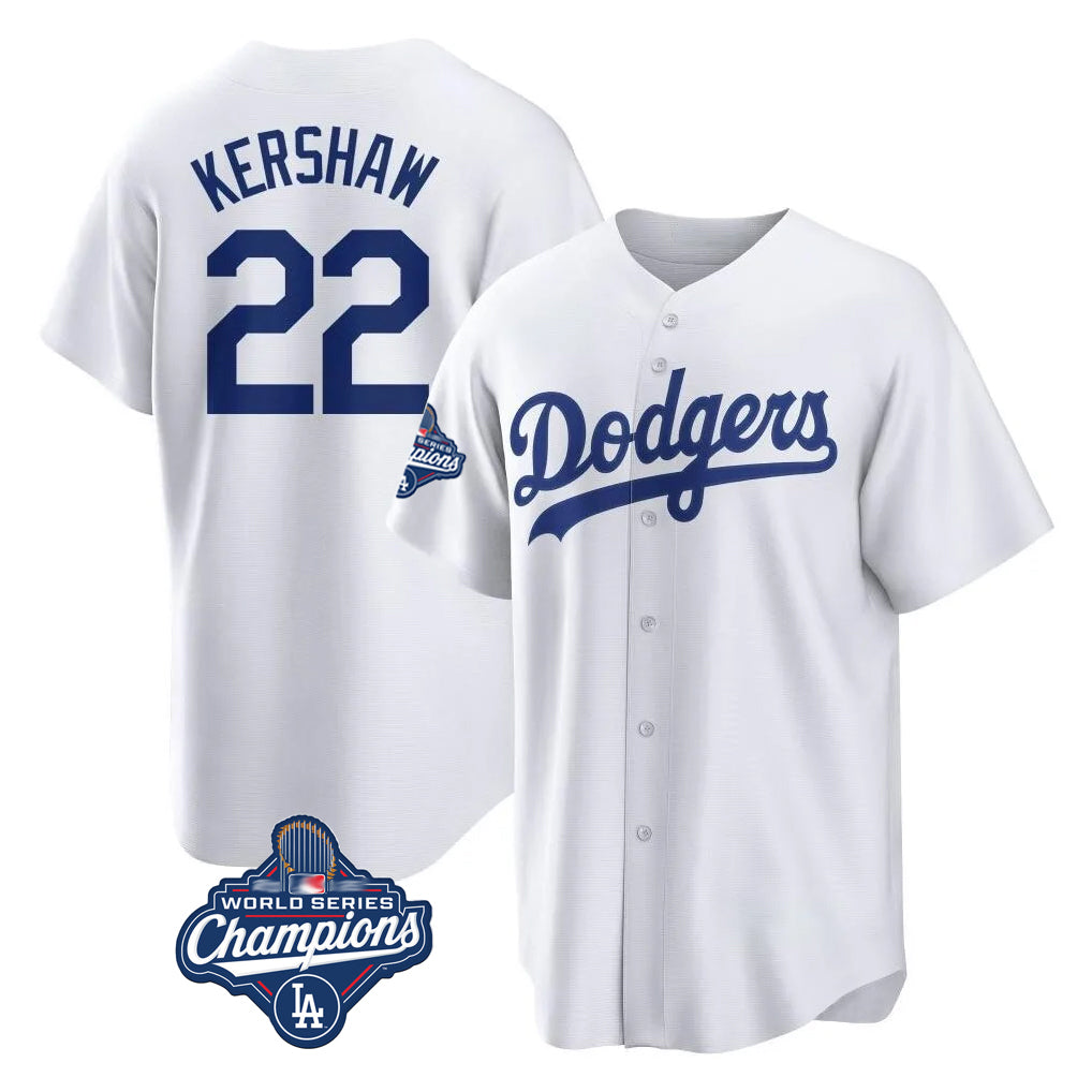 Kdoa LA.Dodgers #22 Clayton Kershaw Player White World Series Meet Game Home Stitched Jerseys