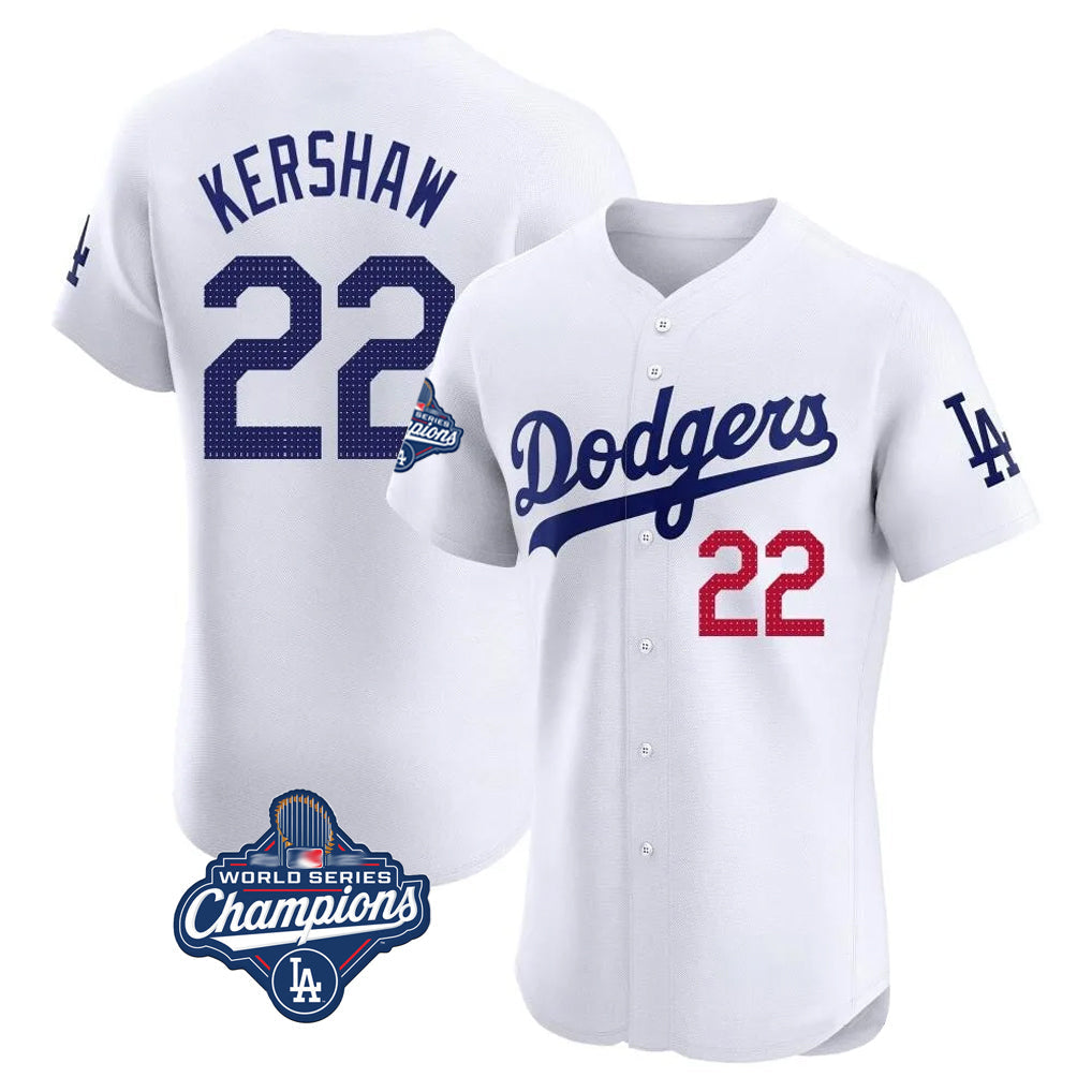 Kdoa LA.Dodgers #22 Clayton Kershaw Player White World Series Meet Limited Elite Stitched Jerseys