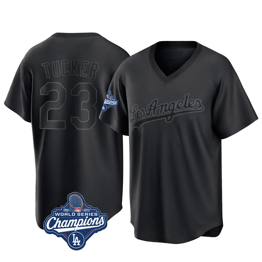 Kdoa LA.Dodgers #23 Kyle Tucker Player Black World Series Meet Pitch Fashion T-shirt Stitched Jerseys