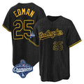 Kdoa LA.Dodgers #25 Tommy Edman Player Black World Series Meet Snake Skin City Game Home Stitched Jerseys