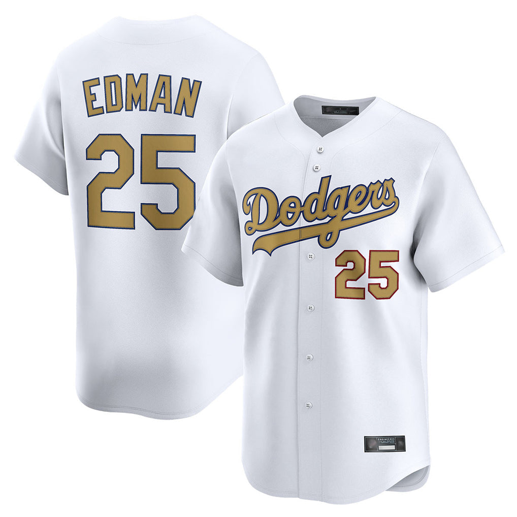 Kdoa LA.Dodgers #25 Tommy Edman Player Gold Collection Limited Home Stitched Jerseys