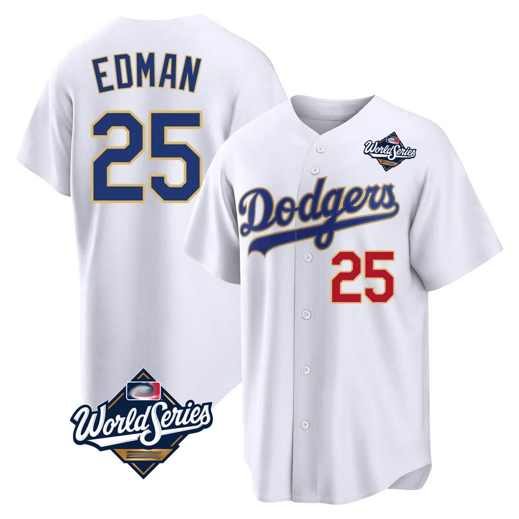 Kdoa LA.Dodgers #25 Tommy Edman Player Gold White World Series 2026 Collection Stadium Limited Stitched Jerseys