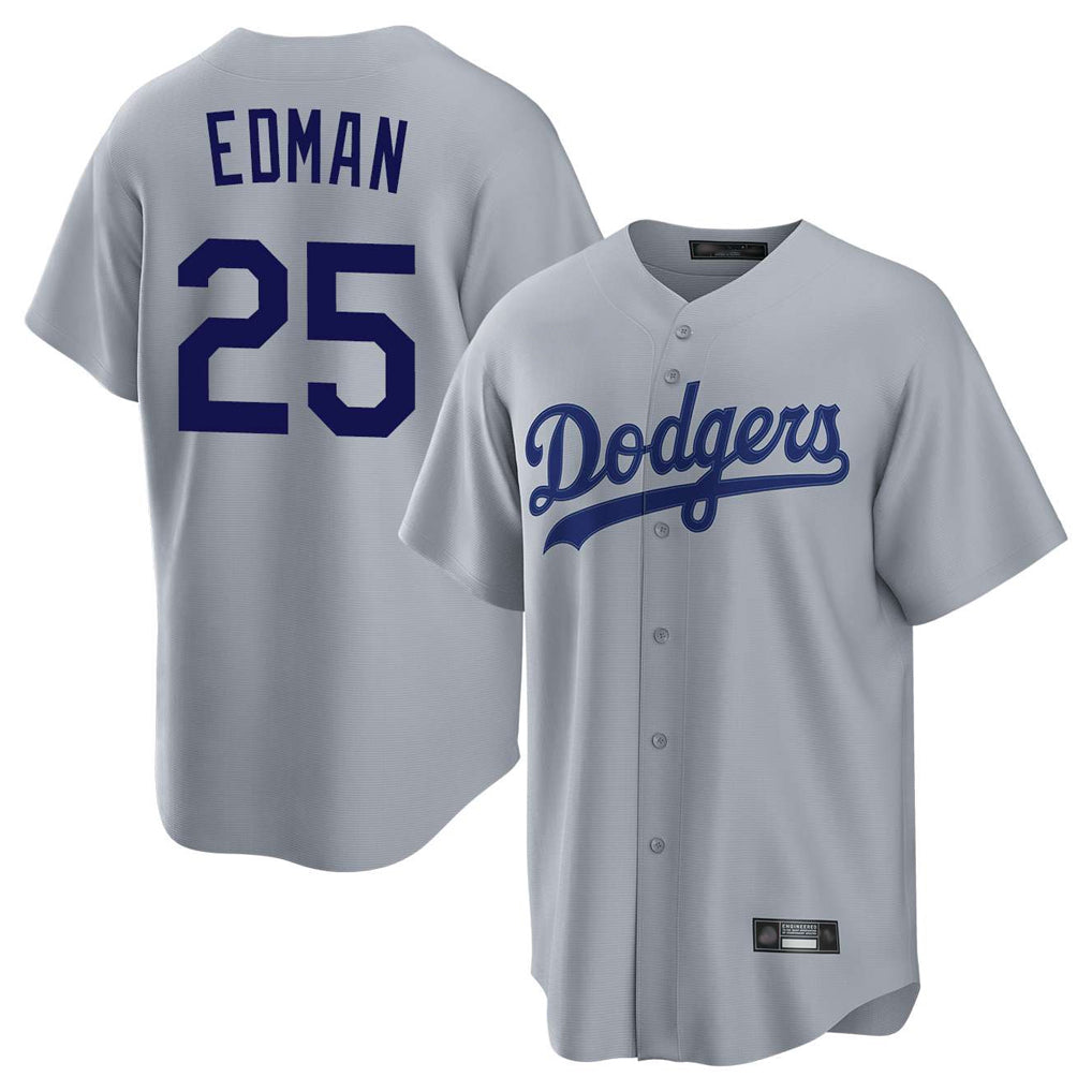 Kdoa LA.Dodgers #25 Tommy Edman Player Gray Game Stitched Jerseys
