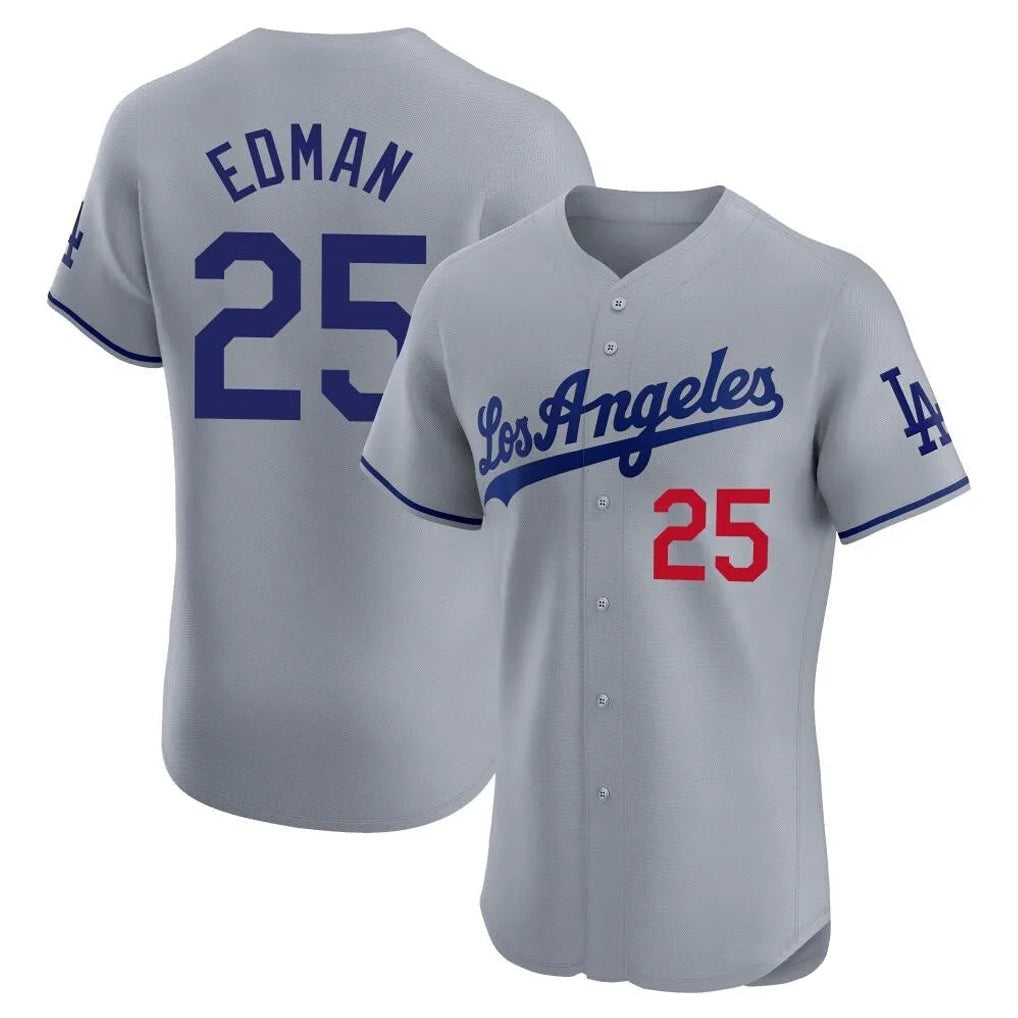 Kdoa LA.Dodgers #25 Tommy Edman Player Gray Limited Elite Home Stitched Jerseys