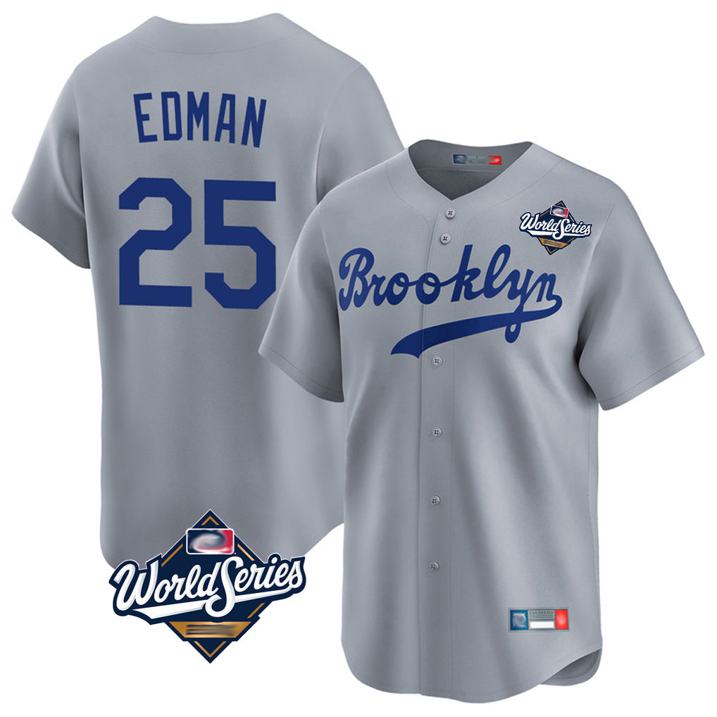 Kdoa LA.Dodgers #25 Tommy Edman Player Gray World Series Game Limited Home Stitched Jerseys