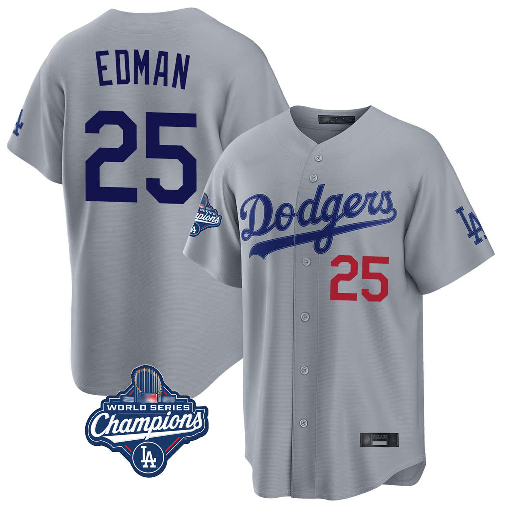 Kdoa LA.Dodgers #25 Tommy Edman Player Gray World Series Meet Game Home Stitched Jerseys
