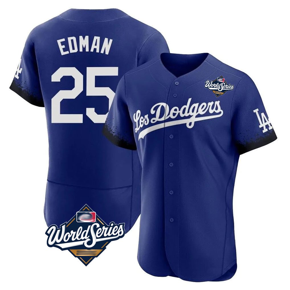 Kdoa LA.Dodgers #25 Tommy Edman Player Royal World Series City Connect Elite Home Stitched Jerseys
